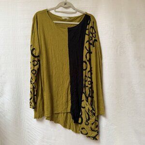 Chalet Top Women 1X Plus Tunic Green Pullover Blouse Cottage USA Bamboo Flowy